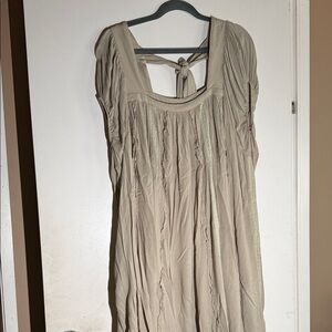 Women's Beige Tie-Back Sleeveless Dress
